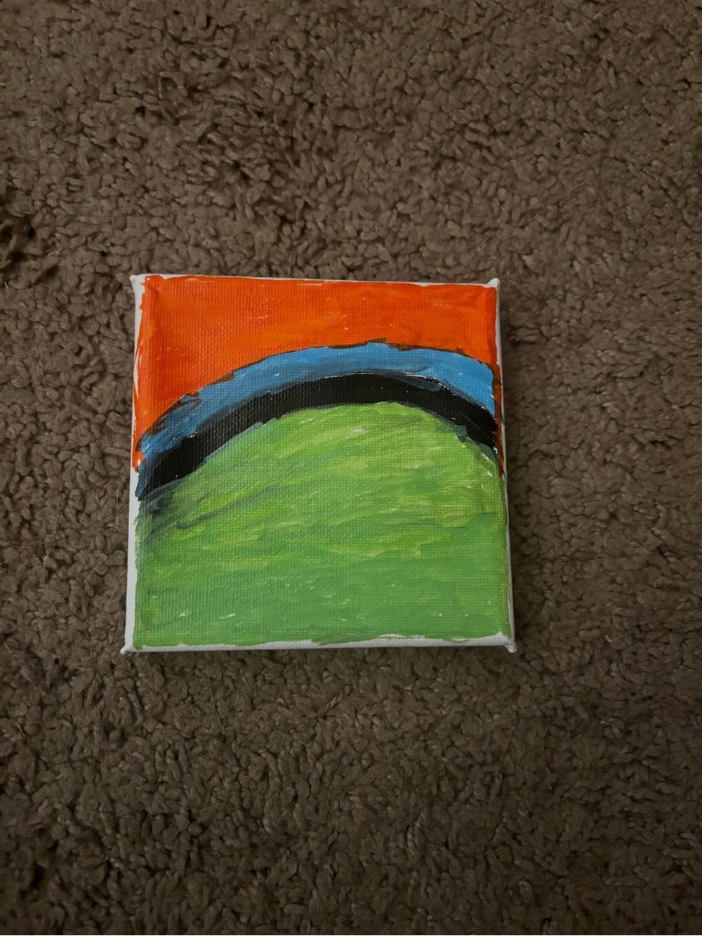Abstract Green and Orange Canvas Art - Hand-Painted Home Accent